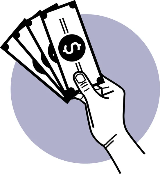 Μινιμαλιστική Διανυσματική Απεικόνιση Του Ανθρώπινου Χεριού Κρατώντας Χρήματα — Διανυσματικό Αρχείο
