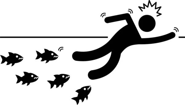 Minimalistic Vector Illustration Aquatic Animals Attack Concept — Stock Vector