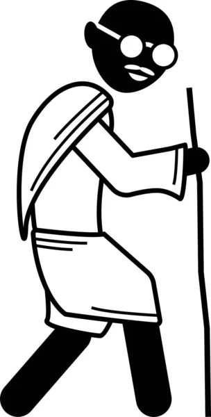 Illustration Vectorielle Minimaliste Ghandi Isolé Sur Fond Blanc — Image vectorielle