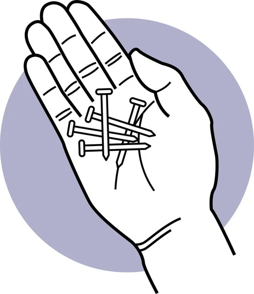 Minimalistische Vektorillustration Menschlicher Hand Die Nägel Hält — Stockvektor
