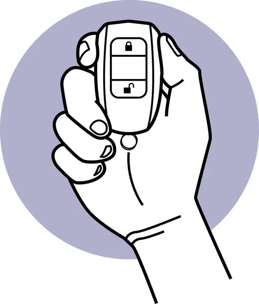 Minimalistisk Vektor Illustration Mänsklig Hand Hålla Bil Nyckel — Stock vektor