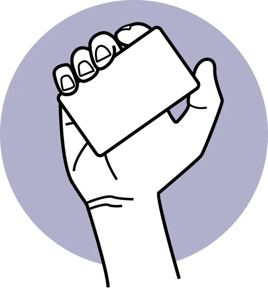 Minimalistische Vector Illustratie Van Menselijke Hand Holding Card — Stockvector