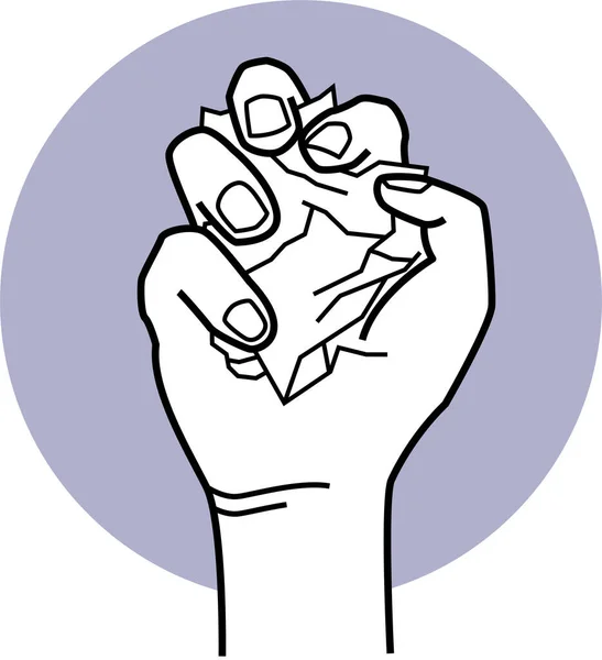Minimalistyczna Ilustracja Wektora Ludzkiej Ręki Trzymającej Kulkę Papieru — Wektor stockowy