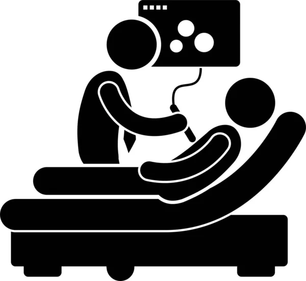Medizinische Untersuchung Krankenhaus Screening Diagnose Diagnose Strichmännchen Piktogramm Symbolcliparts — Stockvektor