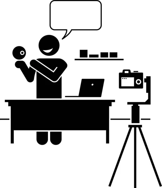 Illustrazione Vettoriale Minimalista Della Gente Che Concetto Vlog — Vettoriale Stock