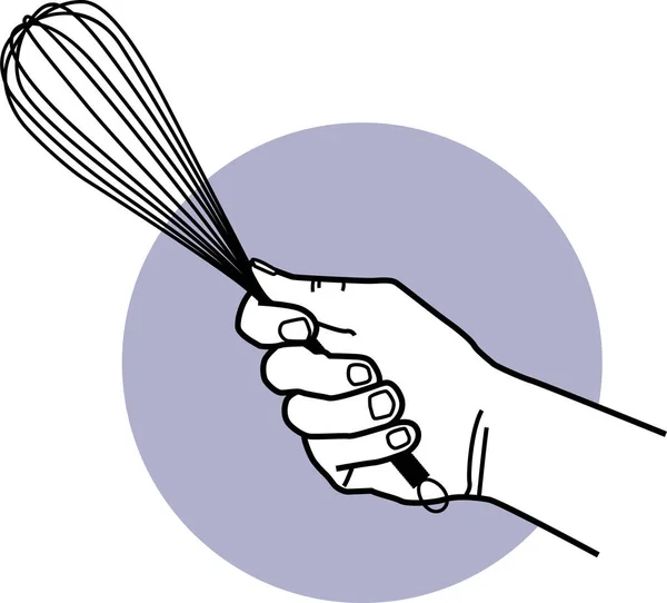 Vector Illustration Hand Holding Whisk — Stock Vector