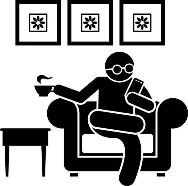 Minimalistische Vektorillustration Der Person Mit Smartphone Konzept — Stockvektor