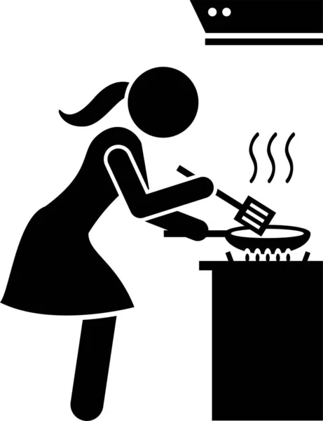 Μινιμαλιστική Διανυσματική Απεικόνιση Της Έννοιας Κουζίνα Κορίτσι — Διανυσματικό Αρχείο