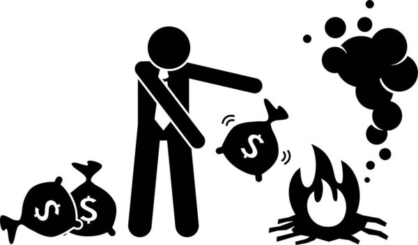 Businessman and money management. The business person is making profit with intelligent and idea. He also kills and steal for wealth. He is too rich and giveaway, throw away, and burn his money.