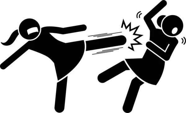 Girls Fighting Cat Fight Stick Figure Vector Illustrations Woman Female Stock Vector