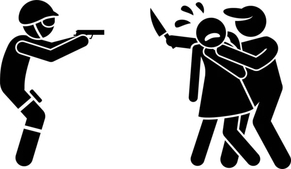Swat Special Weapons Tactics Icons Stickman Pictogram Set Depicts Swat Vector Graphics