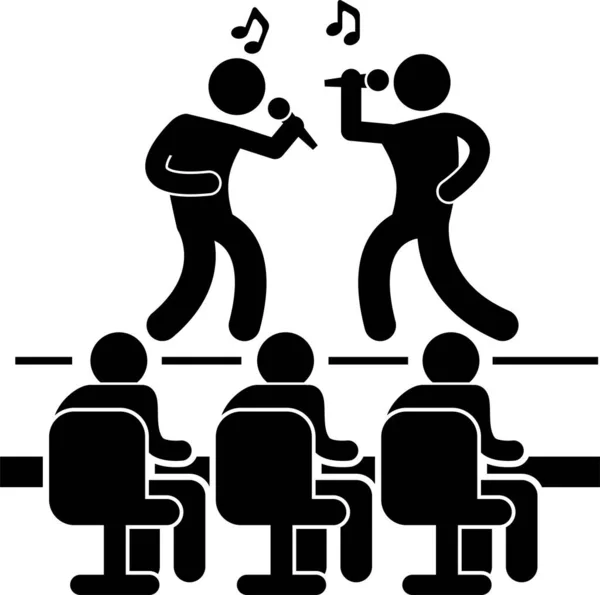 Judges Audition Singing Performance Talent Show Stick Figure Pictogram Icon Vector Graphics