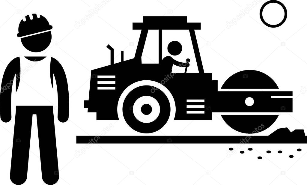 minimalistic vector illustration of construction vehicle 