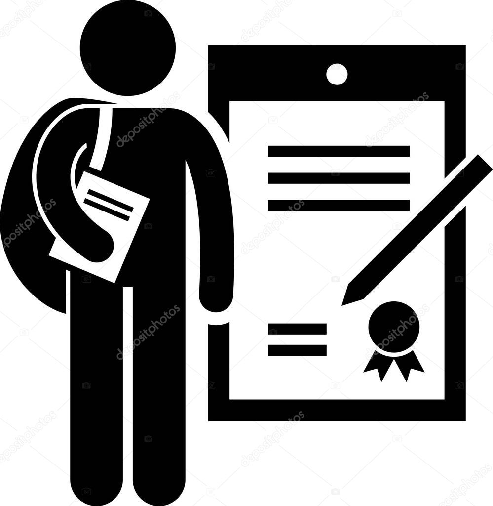 Student Degree in Business Management Stick Figure Pictogram Icon