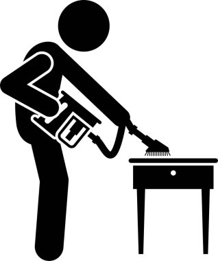 Süpürge kullanan kişinin minimalist vektör illüstrasyonuName