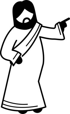 İsa Mesih temel aksiyon duruşu ve ikon piktogramda poz veriyor. İsa 'nın ayakta duran, koşan, zıplayan, meditasyon yapan, uçan, havalanan, oturan ve dua eden karakter figürleri..