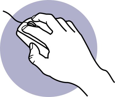 El ele tutuşan bilgisayar faresinin vektör çizimi  