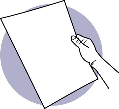 İnsan eliyle kağıt tutmanın minimalist çizimi