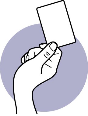 İnsan eliyle tutuş kartının minimalist vektör çizimi 