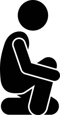 Yerlerde Oturan ve Oturan İnsan Adam Pozisyonları Yapışkan Yapıştırıcı Resim Simgeleri