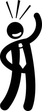 İşadamı Düşünen Adam Bağırıyor Plaket Sopası Şekil Resim Simgesi Tutuyor