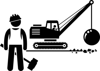 İnşaat aracının minimalist vektör illüstrasyonu 