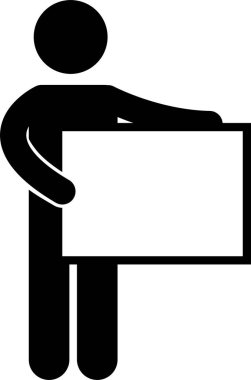 Tabela tutan kişinin minimalist vektör illüstrasyonu