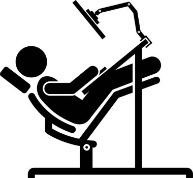 Ergonomik bilgisayar masası, işyeri ve çalışma istasyonu. Çubuk figürü pictogram simgeleri ofis çalışması için ergonomik aksesuarları iyi duruş ve destek ile betimler.