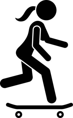 Kız kaykayın minimalist vektör illüstrasyonu