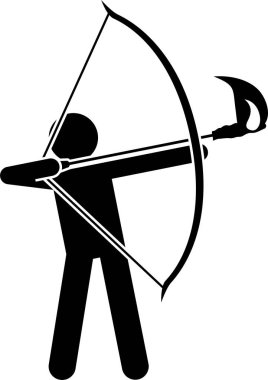 Geleneksel silahlarla savaşan insanların minimalist vektör çizimi