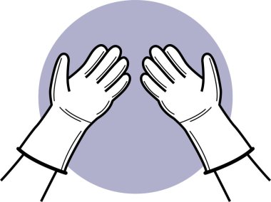 Eldiven takan insan elinin minimalist vektör çizimi 