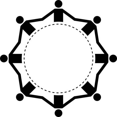 Çember içinde insan grubunun minimalist vektör illüstrasyonu