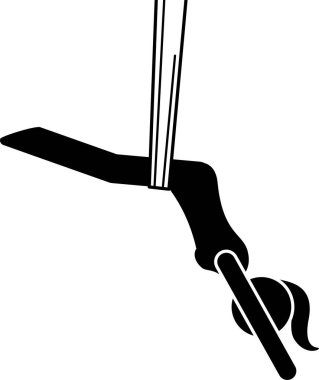 Hava yogası ikonları. Çizimlerde, hamakta farklı pozlarda ve pozisyonlarda anti-yerçekimi yogası yapan bir kadın resmediliyor. Teknikler yeni başlayanlar ve uzmanlar içindir..