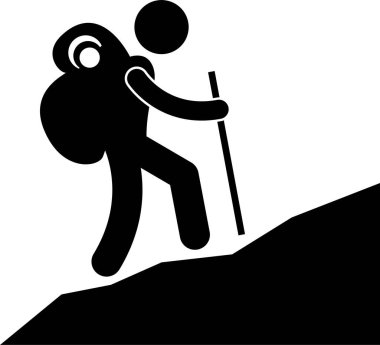 Minimalist vektör illüstrasyonu, sırt çantası seyahat kavramı