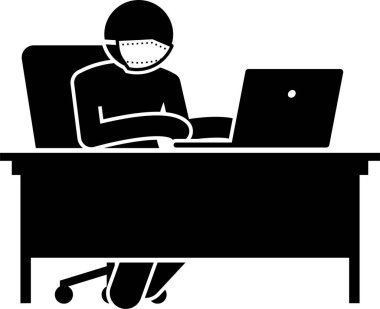 Virüs salgını üçüncü hat işçileri. Elektrik işçisi, itfaiyeci, çiftçi, muhabir, fabrika çalışanı, otel, çağrı merkezi, internet hizmetleri ve cerrahi maske takan borsa çalışanlarının vektör simgeleri.