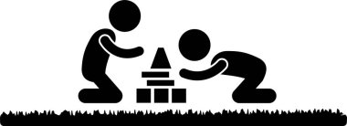 minimalist vektör çizimi, çocukluk konsepti 