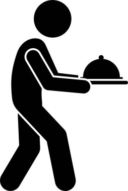 Minimalist vektör çizimi, restoran çalışanı