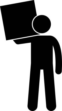 Kutu taşıyan adamın minimalist vektör çizimi