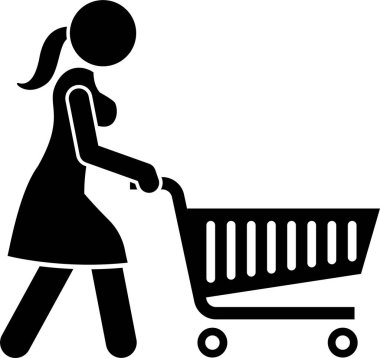 Kız alışveriş konseptinin minimalist vektör çizimi 