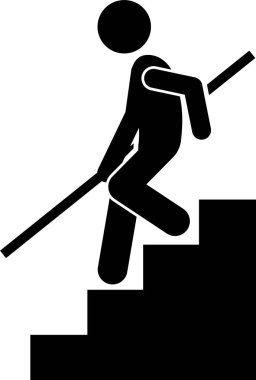 Bir adamın merdivenleri çıkışının minimalist vektör çizimi