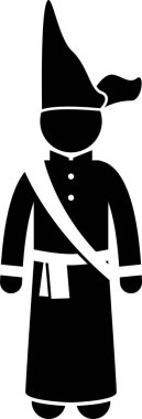 Güneydoğu Asya geleneksel kostümündeki kişinin minimalist vektör çizimi