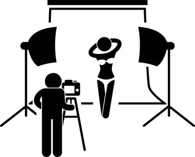Stüdyo fotoğrafçısı konseptinin minimalist vektör illüstrasyonu  