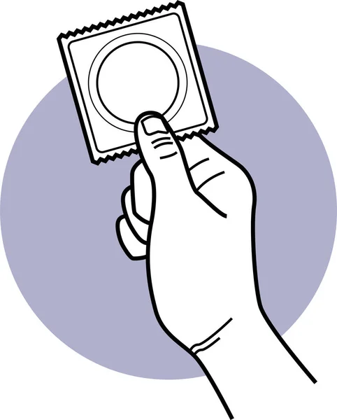 Illustrazione Vettoriale Minimalista Del Preservativo Mano Umana — Vettoriale Stock