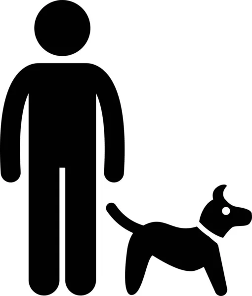 Illustrazione Vettoriale Minimalista Del Cane Con Persona — Vettoriale Stock