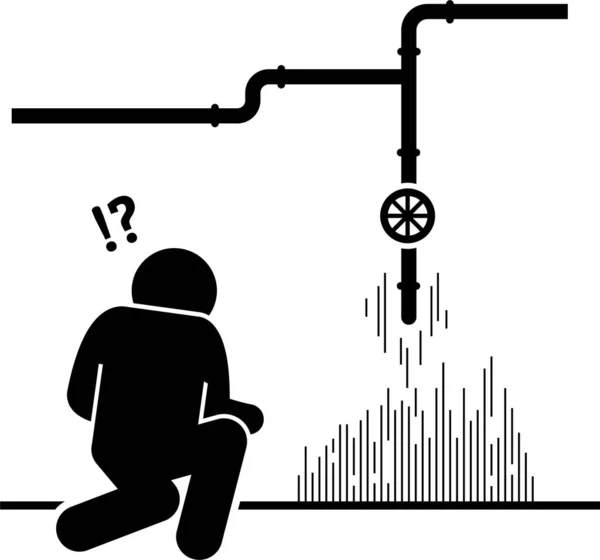 Illustration Vectorielle Minimaliste Concept Problème Fuite Eau — Image vectorielle