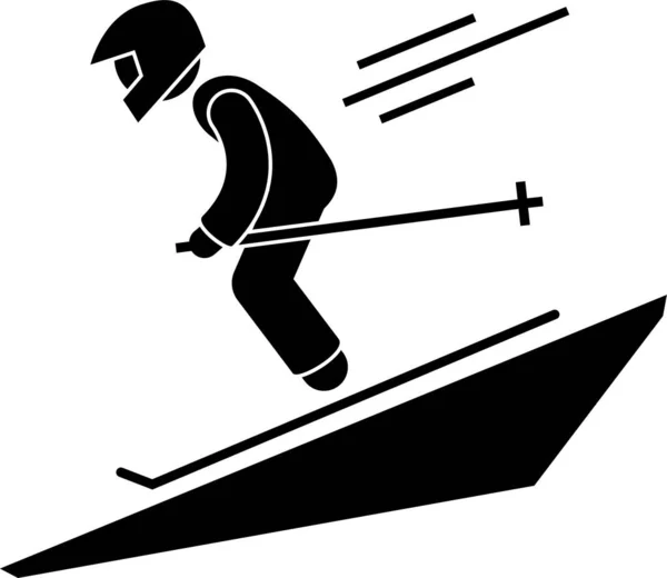 个人训练滑雪运动的极小矢量图解 — 图库矢量图片