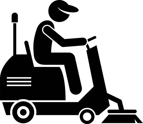 Industrial Cleaning Services Risky Cleaner Praca Kij Pracy Rysunek Piktogram — Wektor stockowy