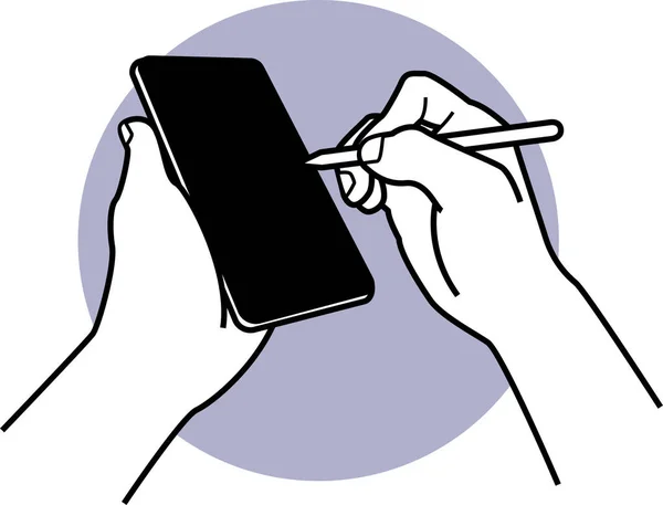 Ilustração Vetor Minimalista Mão Segurando Telefone —  Vetores de Stock