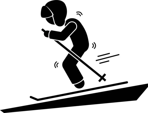 Minimalistisk Vektor Illustration Person Träning Ski Sport — Stock vektor