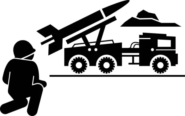 Illustrazione Vettoriale Minimalista Del Concetto Veicolo Militare — Vettoriale Stock